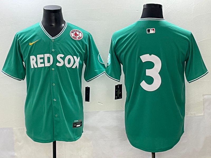 Men 2025 Boston Red Sox #3 No Name Green Joint Name Nike MLB Jersey style 9